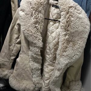 Luxurious Cream Faux Fur Women's Coat